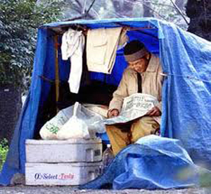 A man living in a tent