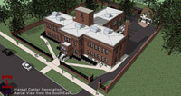 An artist's rendering of an aerial view of the Hansel Center