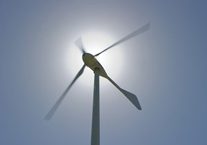 Close-up of a wind turbine