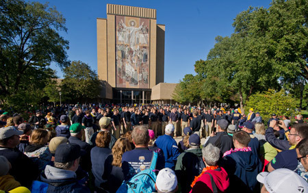 Notre Dame Glee Club performs on the Library Quad before the Michigan game 2012